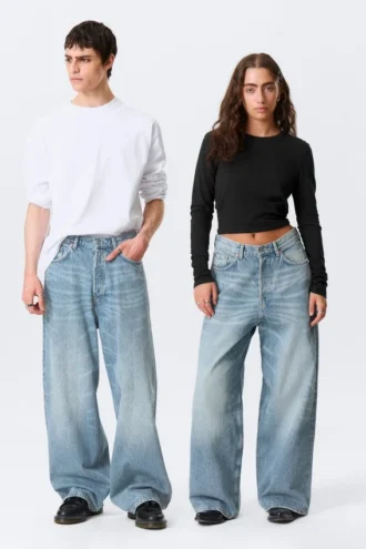 Vaqueros unisex holgados de talle medio Astro Loose Baggy – Blue Stream – Azul medio Vaqueros unisex holgados de talle medio Astro Loose Baggy – Blue Stream – Azul medio