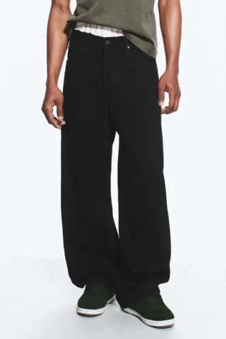 Vaqueros unisex holgados de talle medio Astro Loose Baggy – Lavado negro – Negro Vaqueros unisex holgados de talle medio Astro Loose Baggy – Lavado negro – Negro