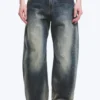 Vaqueros unisex Nebula de talle medio y pierna ancha – Barrel azul – Azul medio