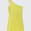 Vestido asimétrico con tirantes atados – Amarillo brillante Vestido asimétrico con tirantes atados – Amarillo brillante