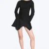 Vestido asimétrico de manga larga en satén – Negro Vestido asimétrico de manga larga en satén – Negro