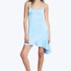 Vestido asimétrico de satén – Azul claro Vestido asimétrico de satén – Azul claro