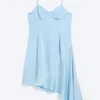Vestido asimétrico de satén – Azul claro Vestido asimétrico de satén – Azul claro