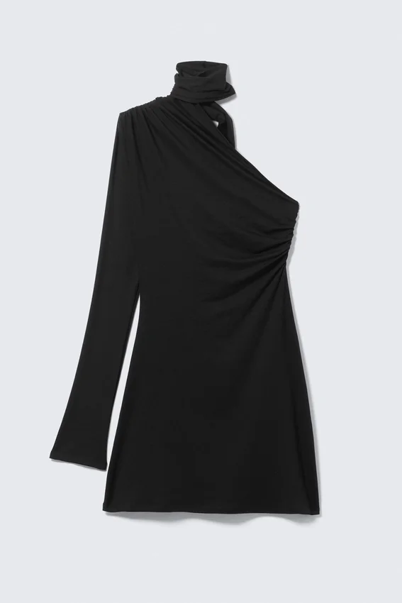 Vestido asimétrico de una sola manga – Negro Vestido asimétrico de una sola manga – Negro