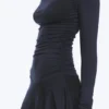 Vestido asimétrico drapeado – Azul oscuro Vestido asimétrico drapeado – Azul oscuro