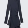 Vestido asimétrico drapeado – Azul oscuro Vestido asimétrico drapeado – Azul oscuro