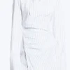 Vestido camisero asimétrico de manga larga – Rayas azules