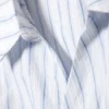 Vestido camisero asimétrico de manga larga – Rayas azules