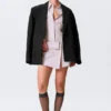 Vestido camisero de algodón con corte entallado – Rosa empolvado