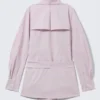 Vestido camisero de algodón con corte entallado – Rosa empolvado