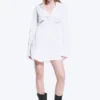 Vestido camisero mini asimétrico de manga larga – Blanco Vestido camisero mini asimétrico de manga larga – Blanco