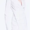 Vestido camisero mini asimétrico de manga larga – Blanco Vestido camisero mini asimétrico de manga larga – Blanco