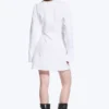 Vestido camisero mini asimétrico de manga larga – Blanco Vestido camisero mini asimétrico de manga larga – Blanco