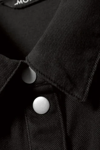 Vestido camisero mini de manga corta – Negro mate