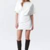 Vestido camiseta mini de manga corta – Blanco