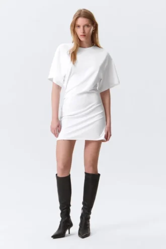 Vestido camiseta mini de manga corta – Blanco