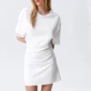 Vestido camiseta mini de manga corta – Blanco