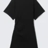 Vestido camiseta mini de manga corta – Negro Vestido camiseta mini de manga corta – Negro