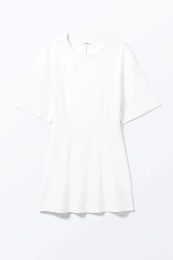 Vestido camiseta mini estructurado – Blanco Vestido camiseta mini estructurado – Blanco