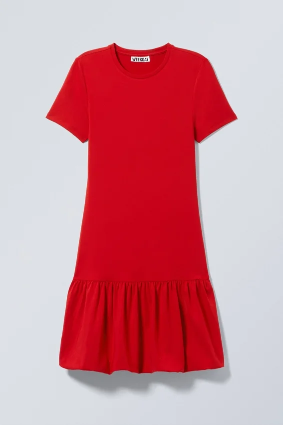 Vestido camiseta mini globo – Rojo Vestido camiseta mini globo – Rojo