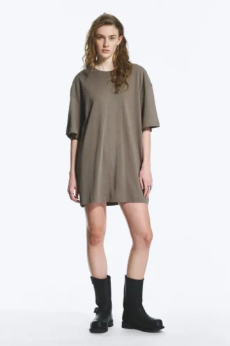 Vestido camiseta oversize de algodón – Gris polvoriento