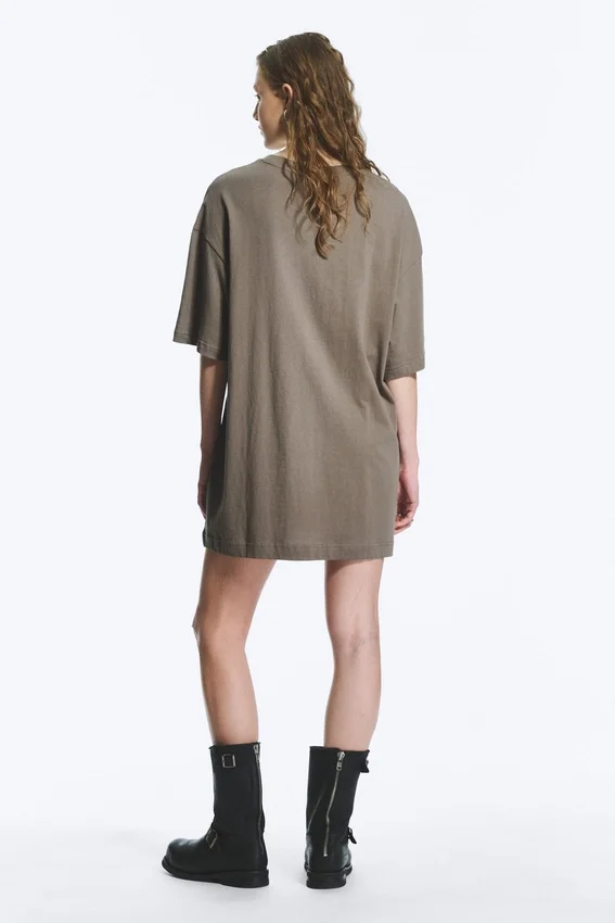 Vestido camiseta oversize de algodón – Gris polvoriento Vestido camiseta oversize de algodón – Gris polvoriento