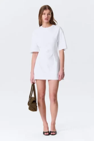 Vestido de algodón de manga corta – Blanco