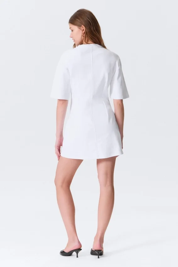 Vestido de algodón de manga corta – Blanco Vestido de algodón de manga corta – Blanco