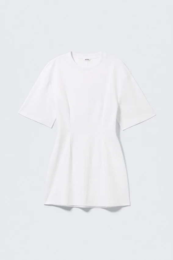 Vestido de algodón de manga corta – Blanco Vestido de algodón de manga corta – Blanco