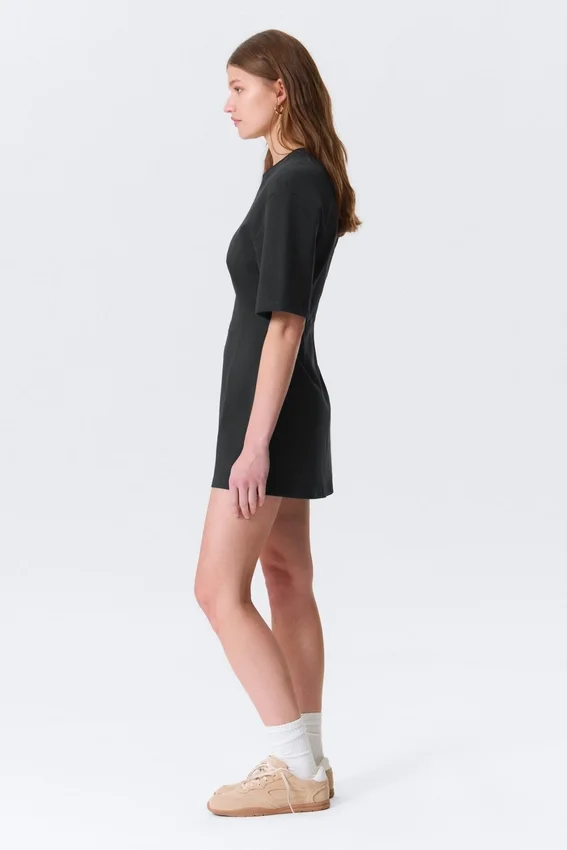Vestido de algodón de manga corta – Negro Vestido de algodón de manga corta – Negro