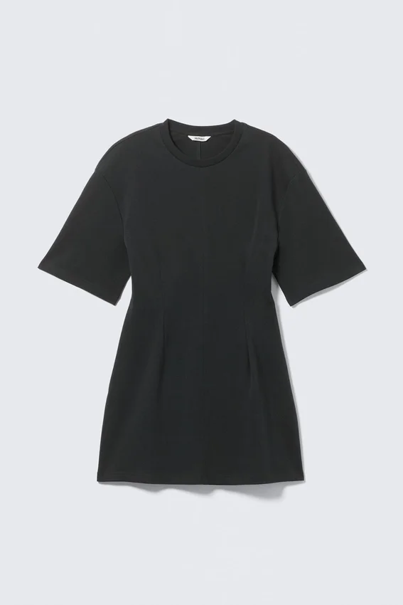 Vestido de algodón de manga corta – Negro Vestido de algodón de manga corta – Negro
