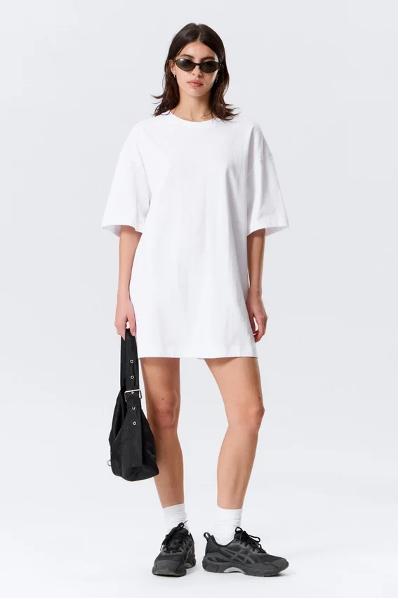 Vestido de camiseta oversize de algodón – Blanco Vestido de camiseta oversize de algodón – Blanco