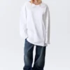Vestido de camiseta oversize de manga larga – Blanco Vestido de camiseta oversize de manga larga – Blanco