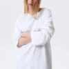 Vestido de camiseta oversize de manga larga – Blanco Vestido de camiseta oversize de manga larga – Blanco