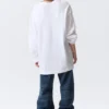 Vestido de camiseta oversize de manga larga – Blanco Vestido de camiseta oversize de manga larga – Blanco