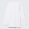 Vestido de camiseta oversize de manga larga – Blanco Vestido de camiseta oversize de manga larga – Blanco