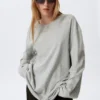Vestido de camiseta oversize de manga larga – Gris jaspeado