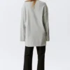 Vestido de camiseta oversize de manga larga – Gris jaspeado