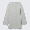 Vestido de camiseta oversize de manga larga – Gris jaspeado