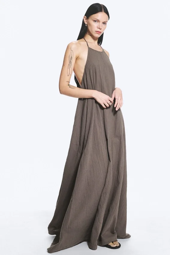 Vestido de corte A con cuello vuelto – Dark Mole Vestido de corte A con cuello vuelto – Dark Mole