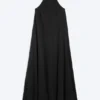 Vestido de corte A con cuello vuelto – Negro