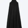 Vestido de corte A con cuello vuelto – Negro