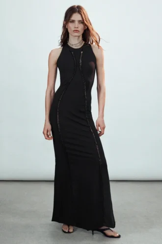Vestido de jersey con nudos – Negro