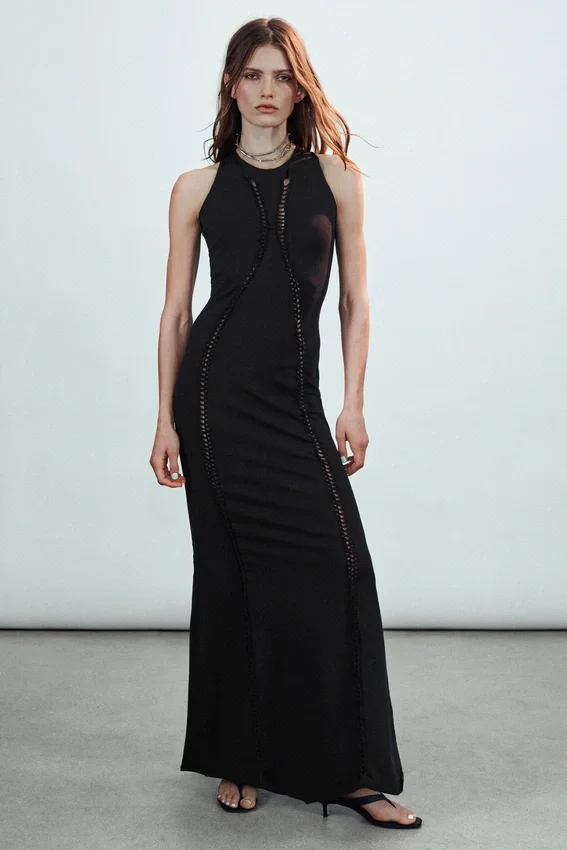 Vestido de jersey con nudos – Negro Vestido de jersey con nudos – Negro