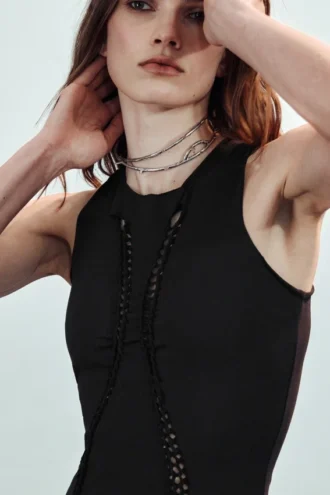 Vestido de jersey con nudos – Negro