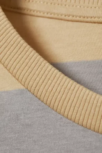 Vestido de manga larga a rayas – Rayas beige y grises