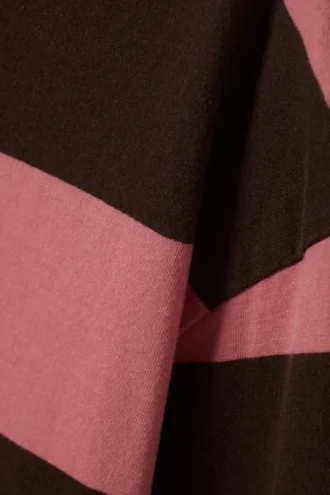 Vestido de manga larga a rayas – Rayas rosas y marrones