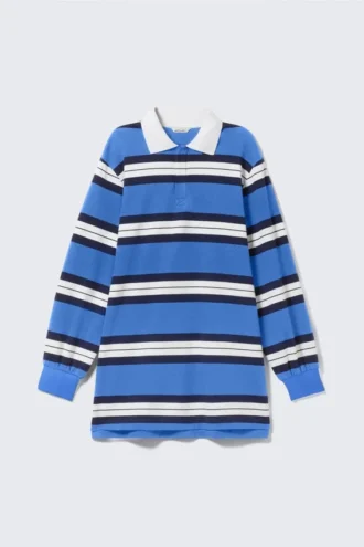 Vestido de manga larga estilo rugby – Rayas azules