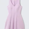 Vestido de neopreno con escote en V y corte ajustado y acampanado – Lila Vestido de neopreno con escote en V y corte ajustado y acampanado – Lila