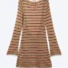 Vestido de punto con espalda abierta – Rayas naranjas Vestido de punto con espalda abierta – Rayas naranjas